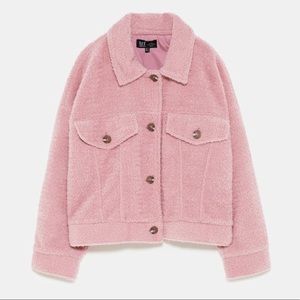 Zara Oversized Pink Teddy Coat (worn once)